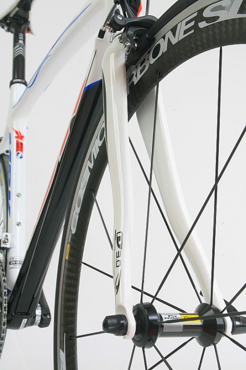 RD1200の専用品であるフロントフォーク「P3.0」。有機的な造作が際だっている