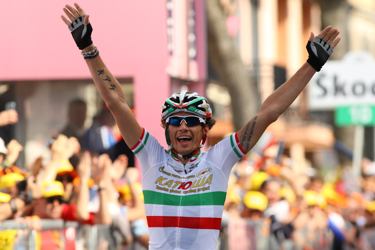 ジロ・デ・イタリアでステージ優勝を飾ったフィリッポ・ポッツァート(イタリア、カチューシャ)