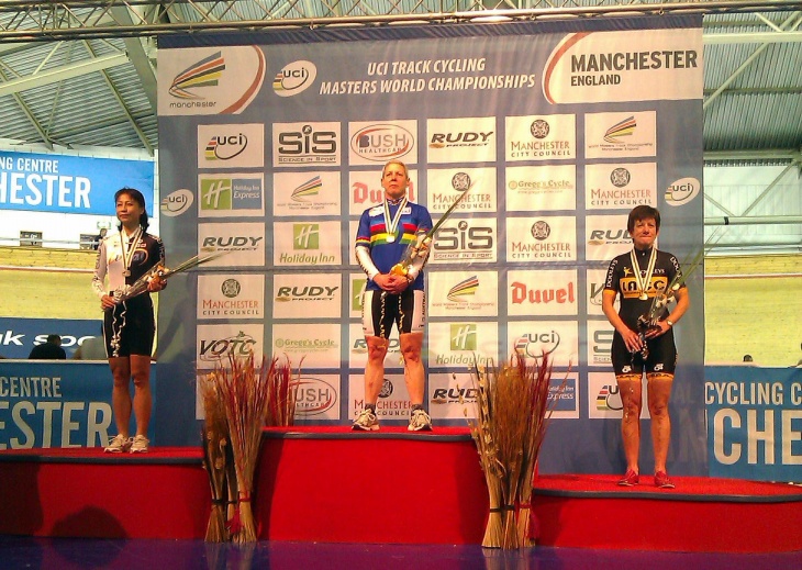 マスターズトラック世界選手権2011 女子50歳以上500mTTで2位になった和地恵美