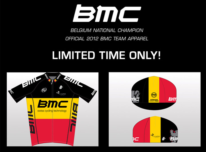 BMCチームベルギーチャンピオンショートスリーブジャージ、キャップ