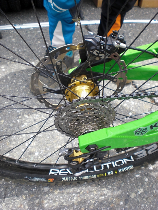 下り系定番のセイントで各部を構成。ハブにはハドレーを使用する