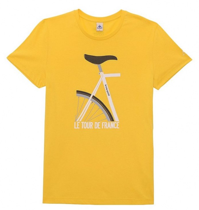 ルコックスポルティフ ツール・ド・フランスTシャツ(クラシカルロードバイク、イエロー)