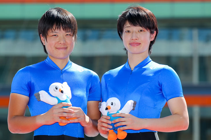 女子チームスプリント 日本記録を出した日本競輪学校Aチーム(小林優香・石井貴子)56秒333(400mx2)