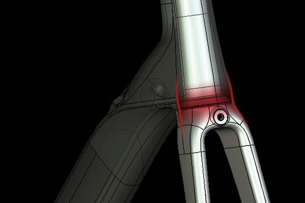 高い剛性を実現するオーバーサイズ化されたフォーククラウン