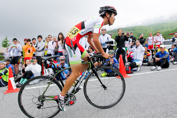 JBCF富士山ヒルクライムで2位に入り、U23リーダージャージを着る堀孝明(宇都宮ブリッツェン)