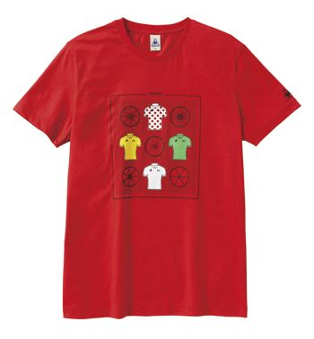 ルコックスポルティフ ツール・ド・フランス Tシャツ(各賞ジャージプリント、レッド)