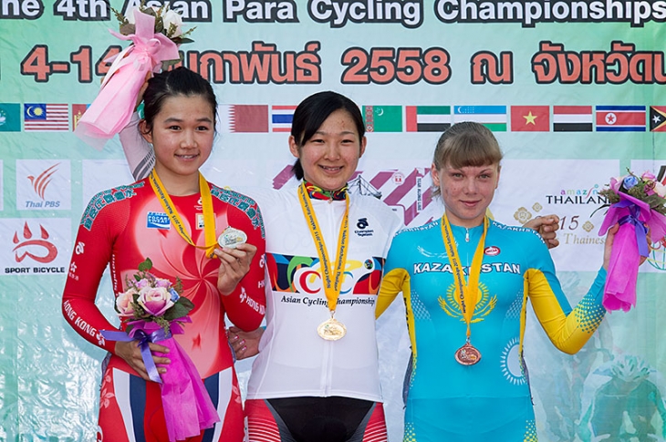 女子ジュニアスクラッチで金メダルを獲得した鈴木奈央(静岡・星陵高校)