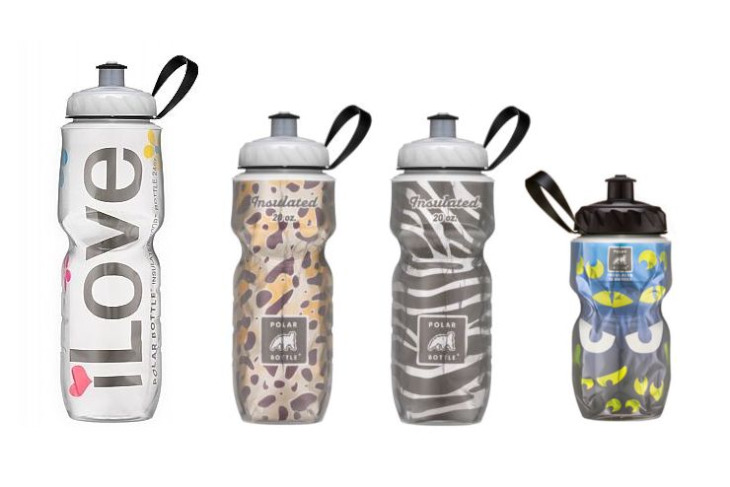 ポラー 保冷ボトル リミテッドカラー 左からLOVE(24oz)、レオパード(20oz)、ゼブラ(20oz)、グローインザダーク スプーキー(12oz)