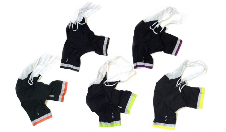 ジェッセージ Adamello Bibshorts(左上からWhite Grey/Black、Violet、Red、Lime Green、Neon Yellow)