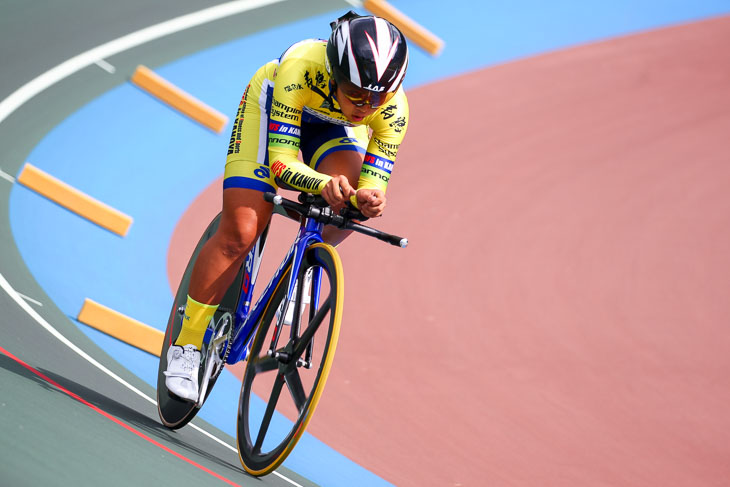 女子3kmインディヴィデュアルパーシュート予選 1位 中井彩子(鹿屋体育大)4分00秒886