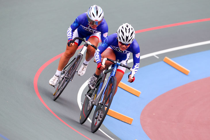 女子チームスプリント予選 1位 日本体育大(齋藤、谷)50秒534