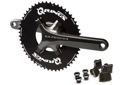 ローター Q-RINGS SHIMANO 4arm + アルミ製ボルトカバー(6800系ULTEGRA用)