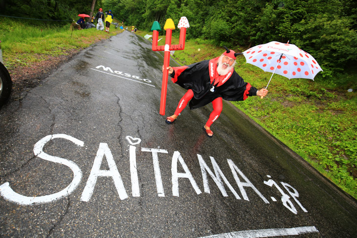 SAITAMA.jpをPRする悪魔おじさん。さいたまクリテリウムに来るのだろうか?