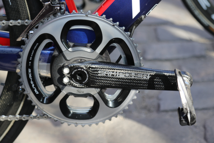 ニッコロ・ボニファツィオ(イタリア)のバイクにはシマノDURA-ACE 9000系のチェーンリングとSRMのカーボンクランクが装着されている