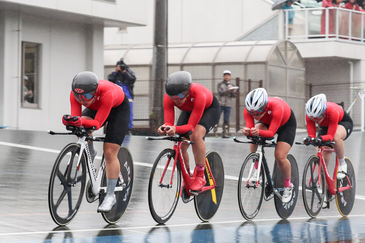 女子チームパーシュート 鈴木・中村・梶原・古山の強化チーム