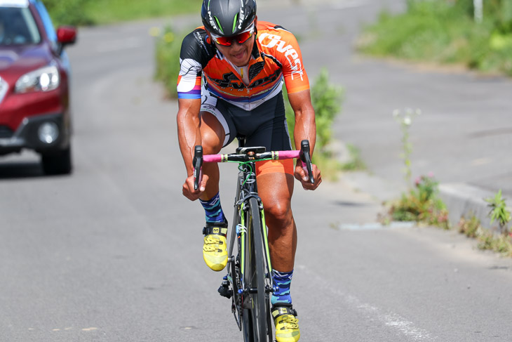 70kmクラス 25km地点、スタートアタックを敢行した西谷雅史(サイクルポイントオーベスト)