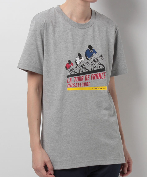 ルコックスポルティフ 2017ツールドフランス:ファンTシャツ(QL-0371TDF、ライトグレー)