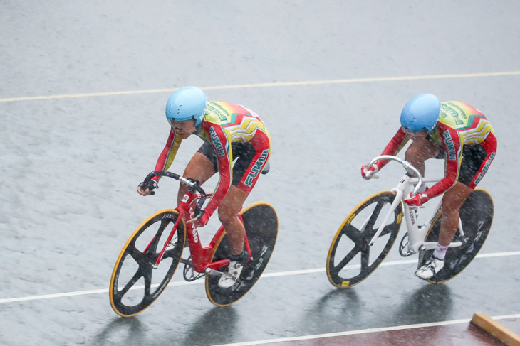 女子チームスプリント 1位 福井県(柳原、中村)58秒552