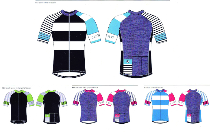 Huricaneカラーラインアップ(上black-white-turquoise、下左black-green-melange light grey、下中央melange dark grey-red-blue、下右light blue-white-red)