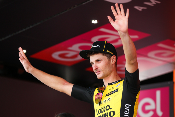 ジロ・デ・イタリア2018にてステージ優勝を飾ったエンリコ・バッタリーン(イタリア、ロットNLユンボ)