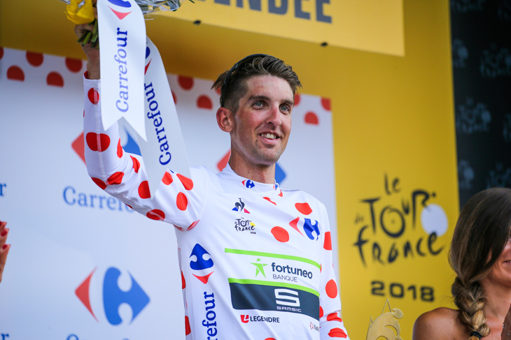 この日唯一の4級山岳を先頭通過したケヴィン・ルダノワ(フランス、フォルトゥネオ・サムシック)がマイヨアポワを獲得