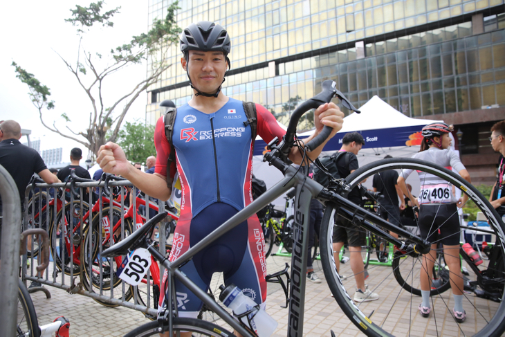 日本から男子レースに参加した佐藤智也さん(Roppongi Express)「香港に来る機会が多くタイミングも合ったので初参加しました!僕のレース後にハンマーシリーズがあるので1度で2度楽しめる良いイベントですね」