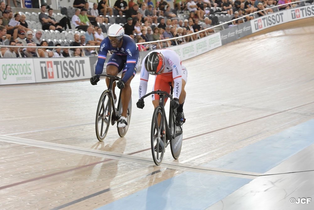 男子スプリント 1/8決勝で元世界王者グレゴリー・ボジェ(フランス)に勝利した深谷知広