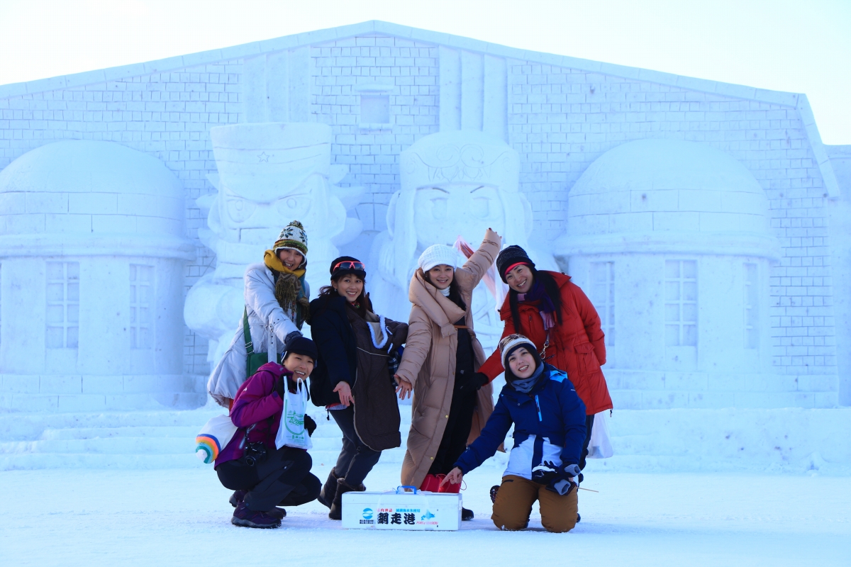 順番が前後してしまった流氷まつり会場へ ゴールデンカムイの巨大雪像も登場!