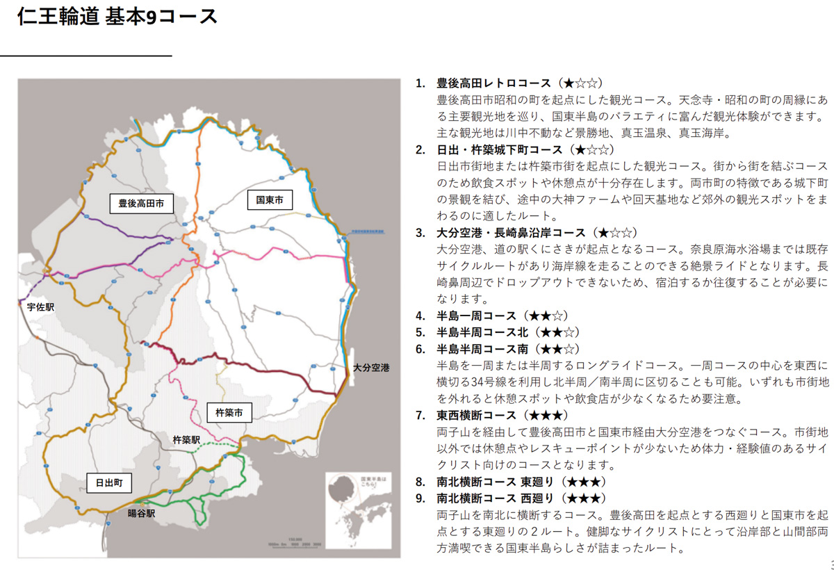 国東半島マップ 仁王輪道 基本9コース