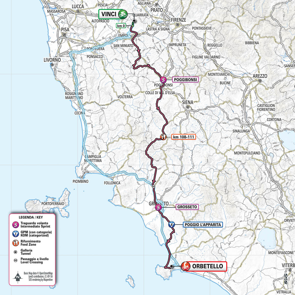 5月13日(月)第3ステージ ヴィンチ〜オルベテッロ 220km ☆☆