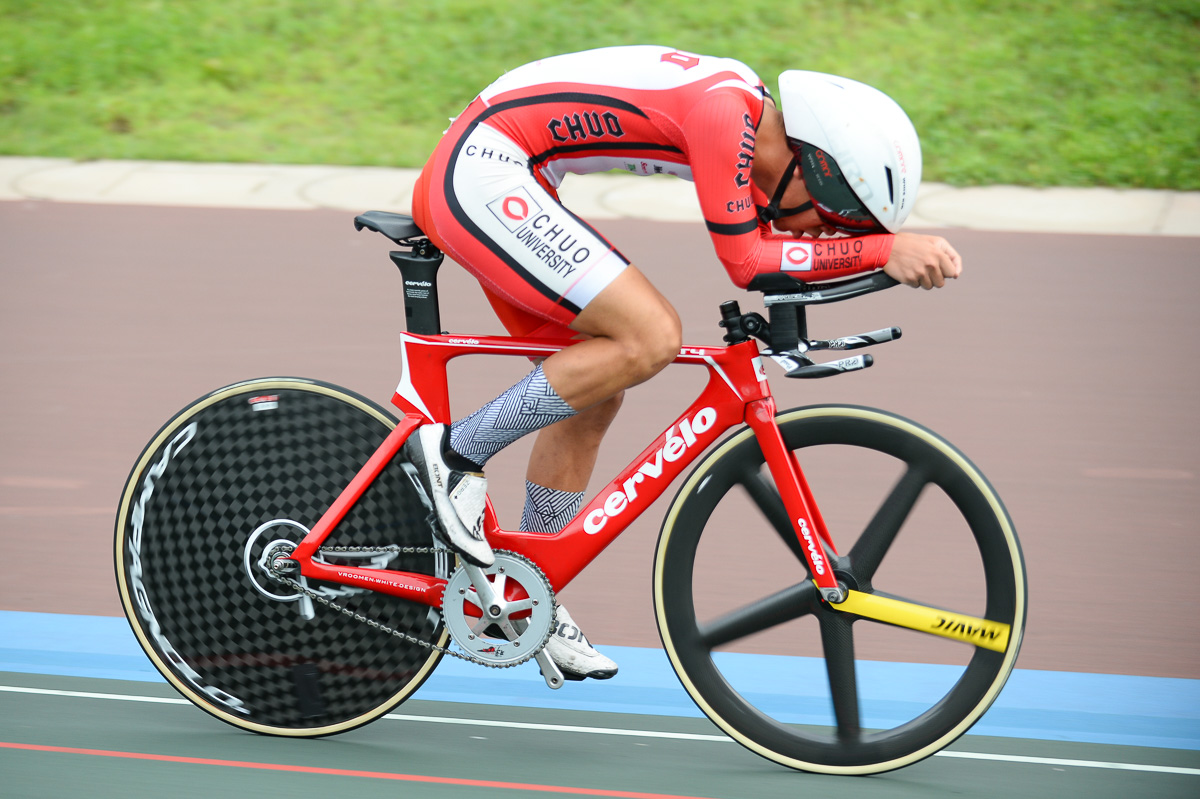 男子4kmインディヴィデュアルパーシュート予選 1位 山本哲央(中央大学)4分28秒617