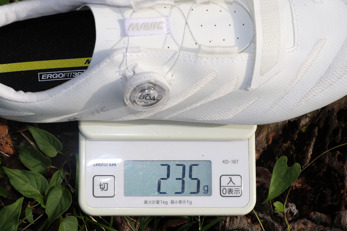 実測重量235g(27cm、片側)