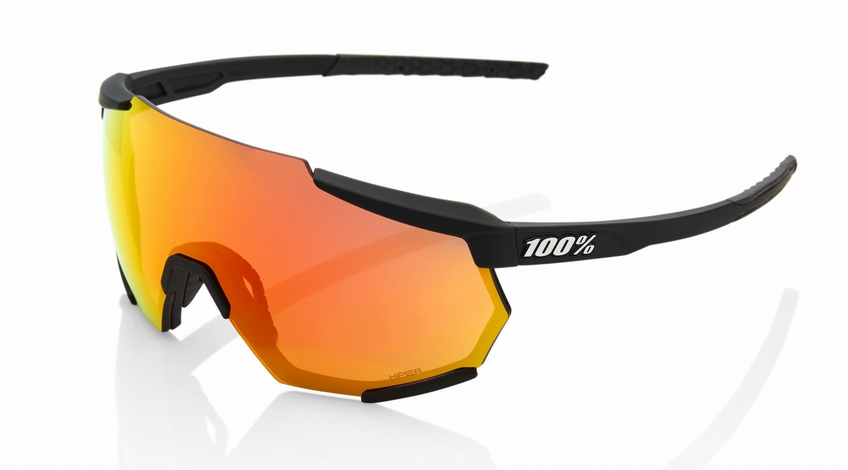 100% RACE TRAP(Soft Tact Black / HiPER Red Multilayer Mirror Lens)