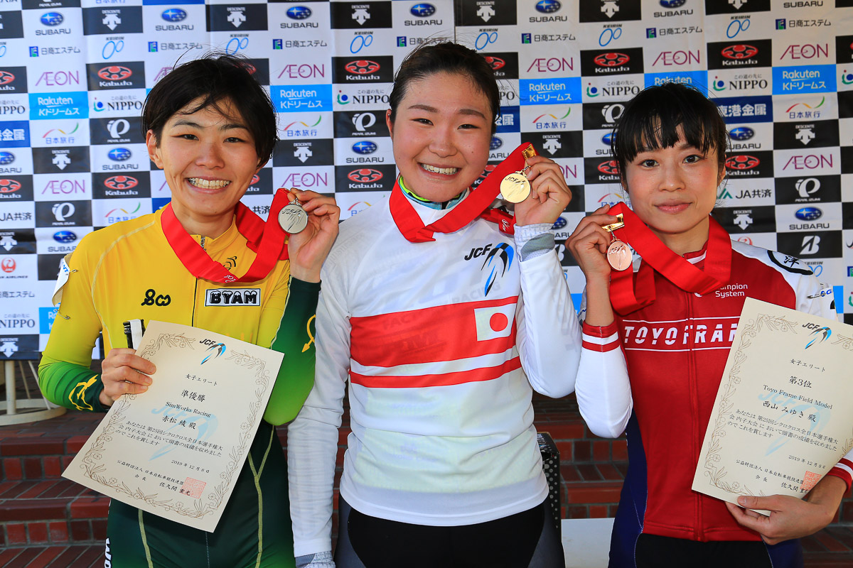 女子エリート表彰 優勝は松本璃奈(TEAM SCOTT)