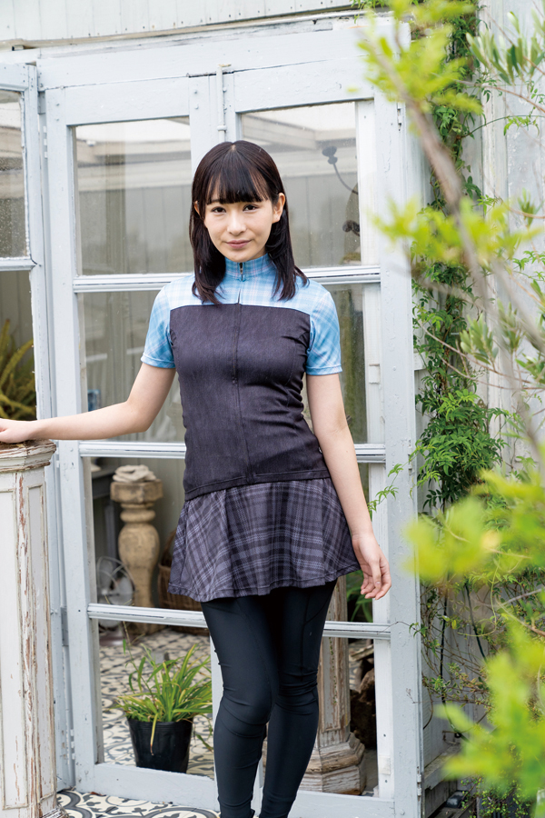 カペルミュール Ladies 半袖ジャージ チェックプリント ライトブルー