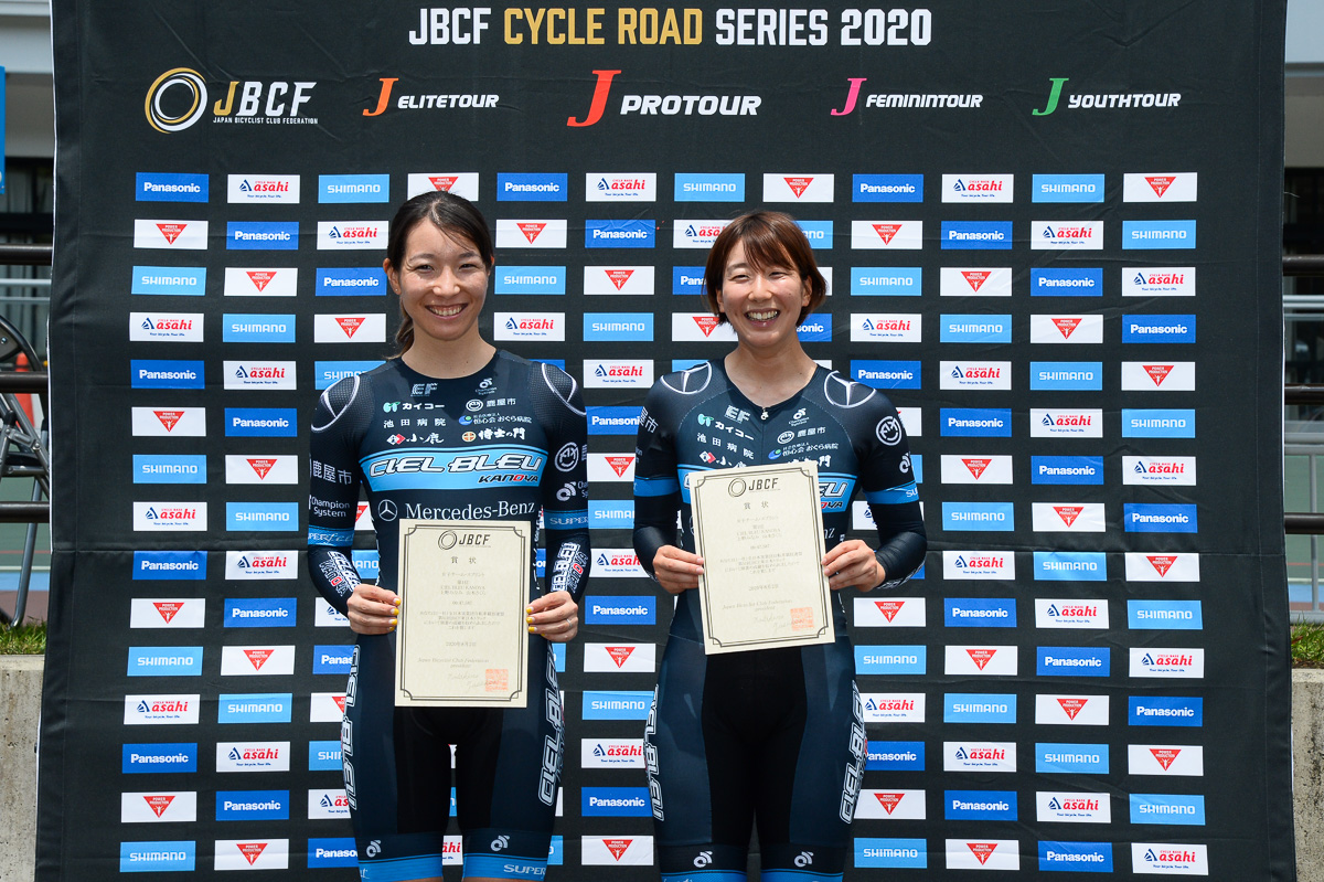 2020年JBCF東日本トラックに出場した上野みなみ(写真右)と山本さくら