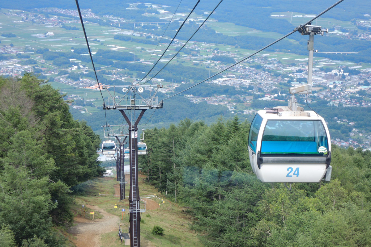 ゴンドラで富士見パララマリゾート山頂駅(標高1780m)まで登る
