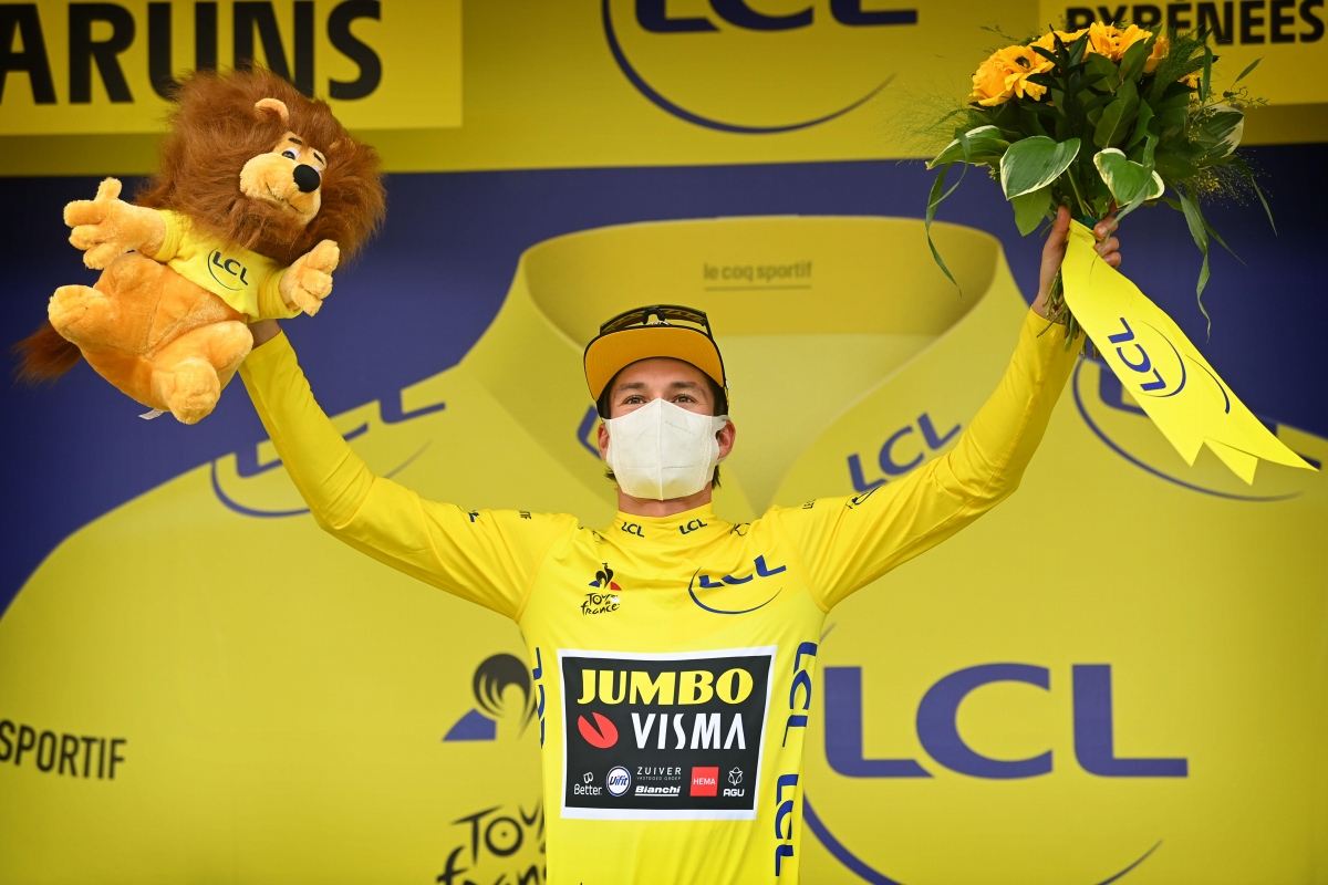 第9ステージでマイヨジョーヌを手に入れたプリモシュ・ログリッチ(スロベニア、ユンボ・ヴィスマ)