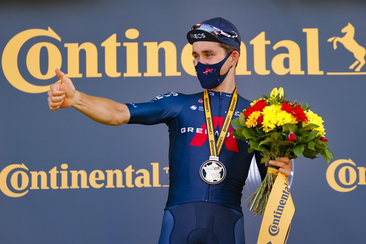 自身初のステージ優勝を飾ったミハウ・クフィアトコフスキ(ポーランド、イネオス・グレナディアーズ)