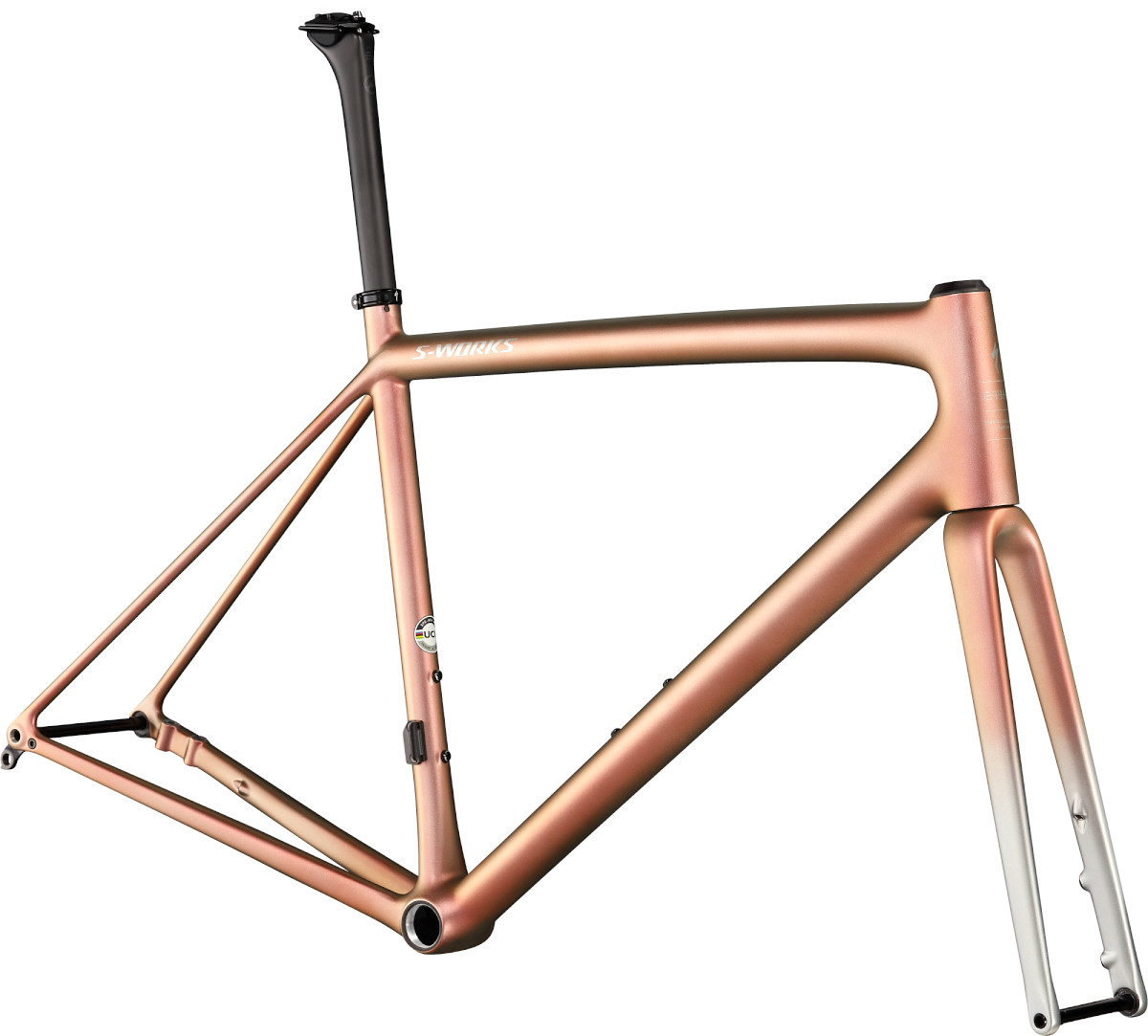 S-WORKS AETHOS フレームセット(Satin Flake Silver/Red Gold Chameleon Tint/Brushed Chrome)