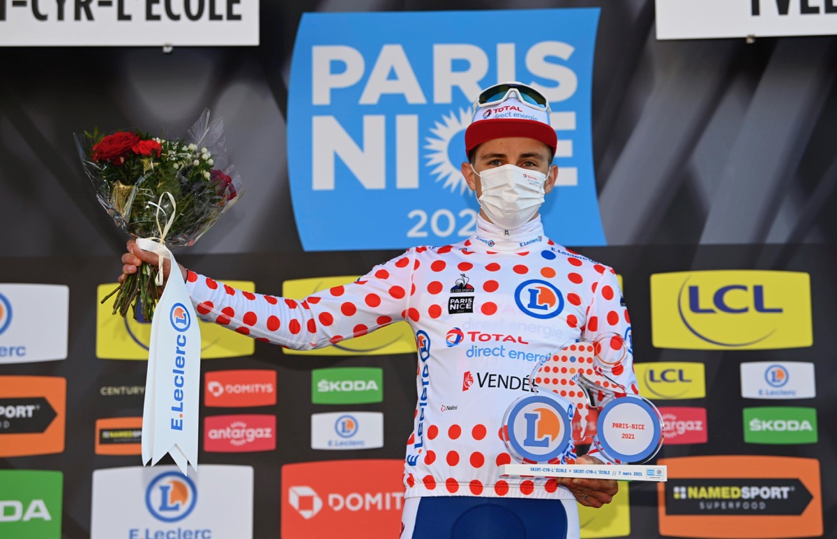 山岳ランキング首位に立ったファビアン・ドゥべ(フランス、トタル・ディレクトエネルジー)
