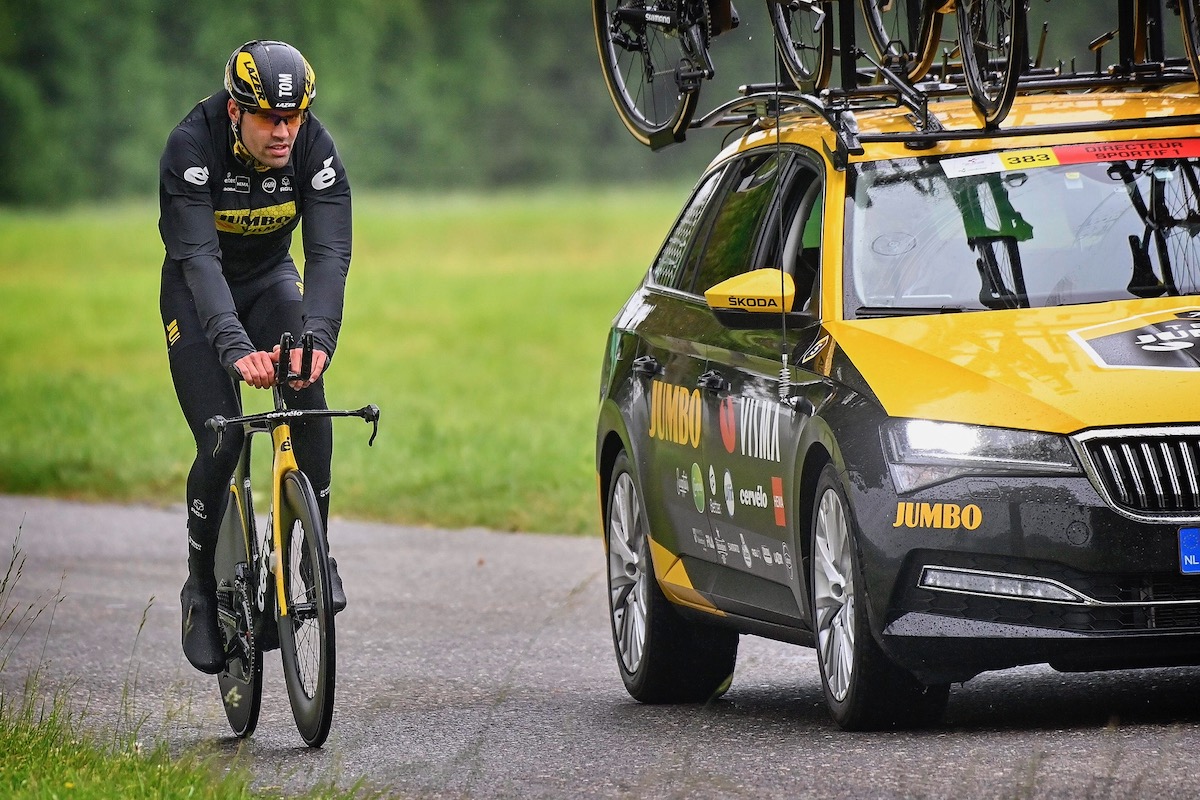 コース試走を行うトム・デュムラン(オランダ、ユンボ・ヴィズマ)
