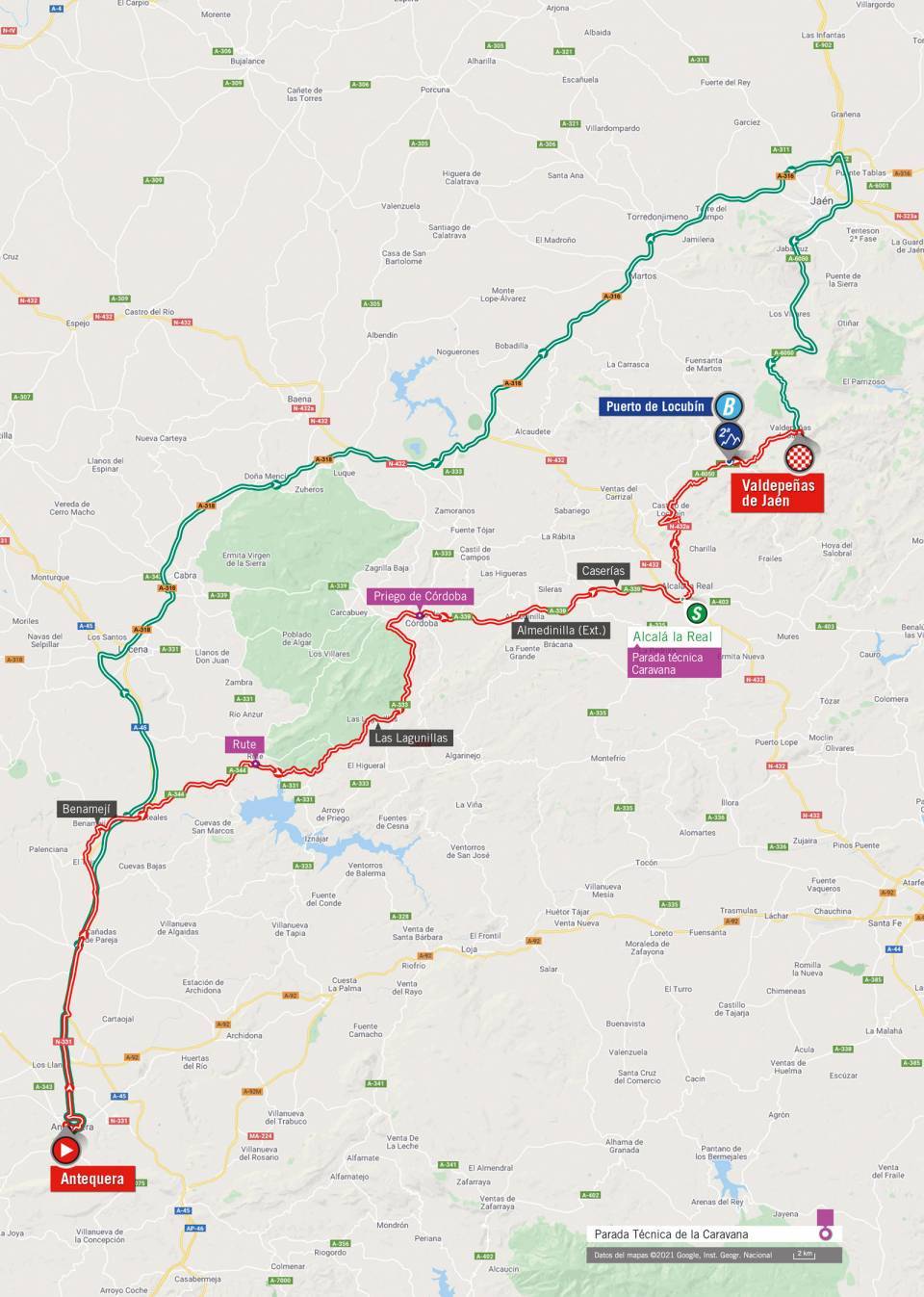 8月25日(水)第11ステージ アンテケラ〜バルデペーニャス・デ・ハエン 133.6km