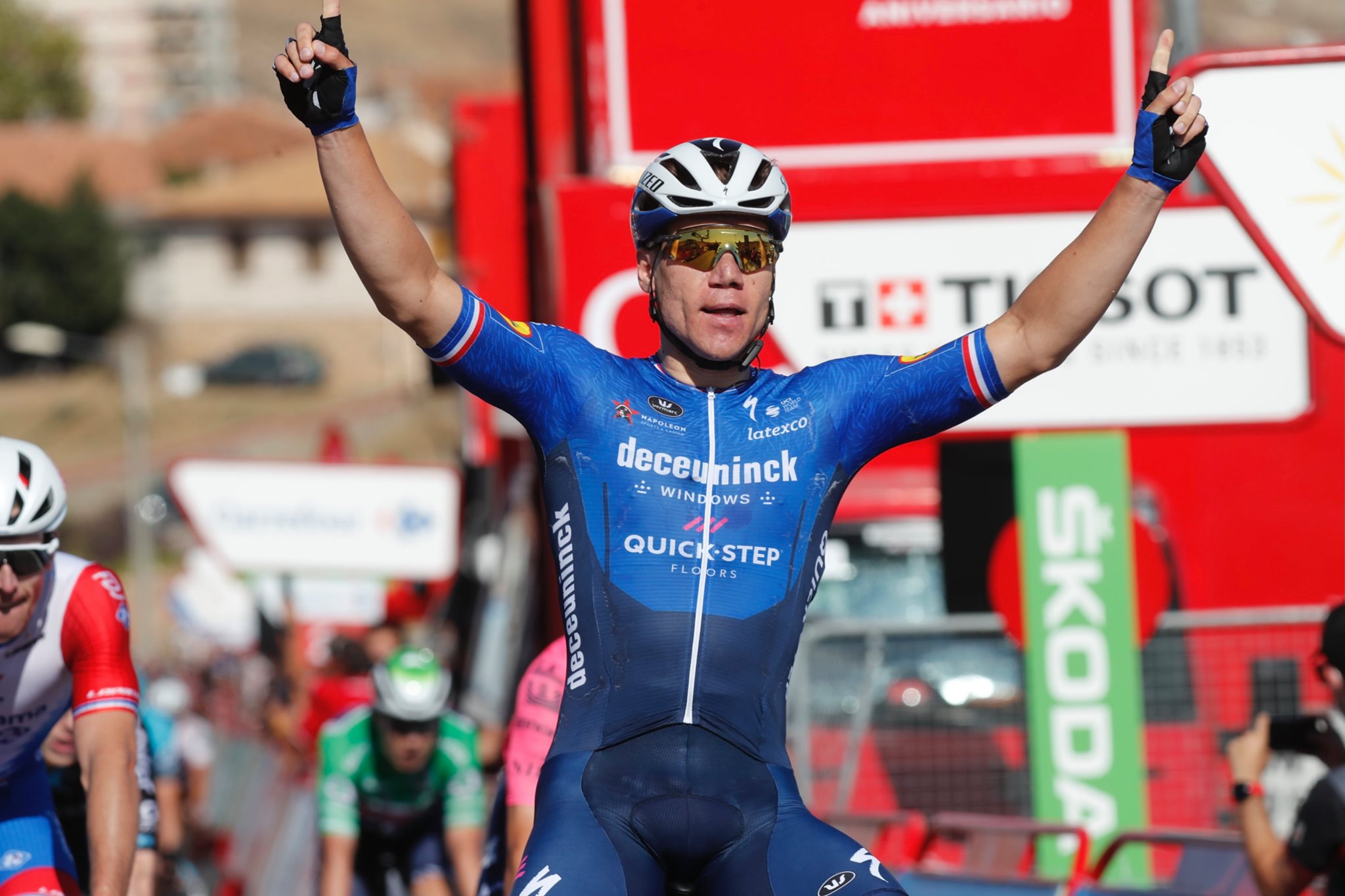 復帰後初のグランツールステージ優勝を挙げたファビオ・ヤコブセン(オランダ、ドゥクーニンク・クイックステップ)