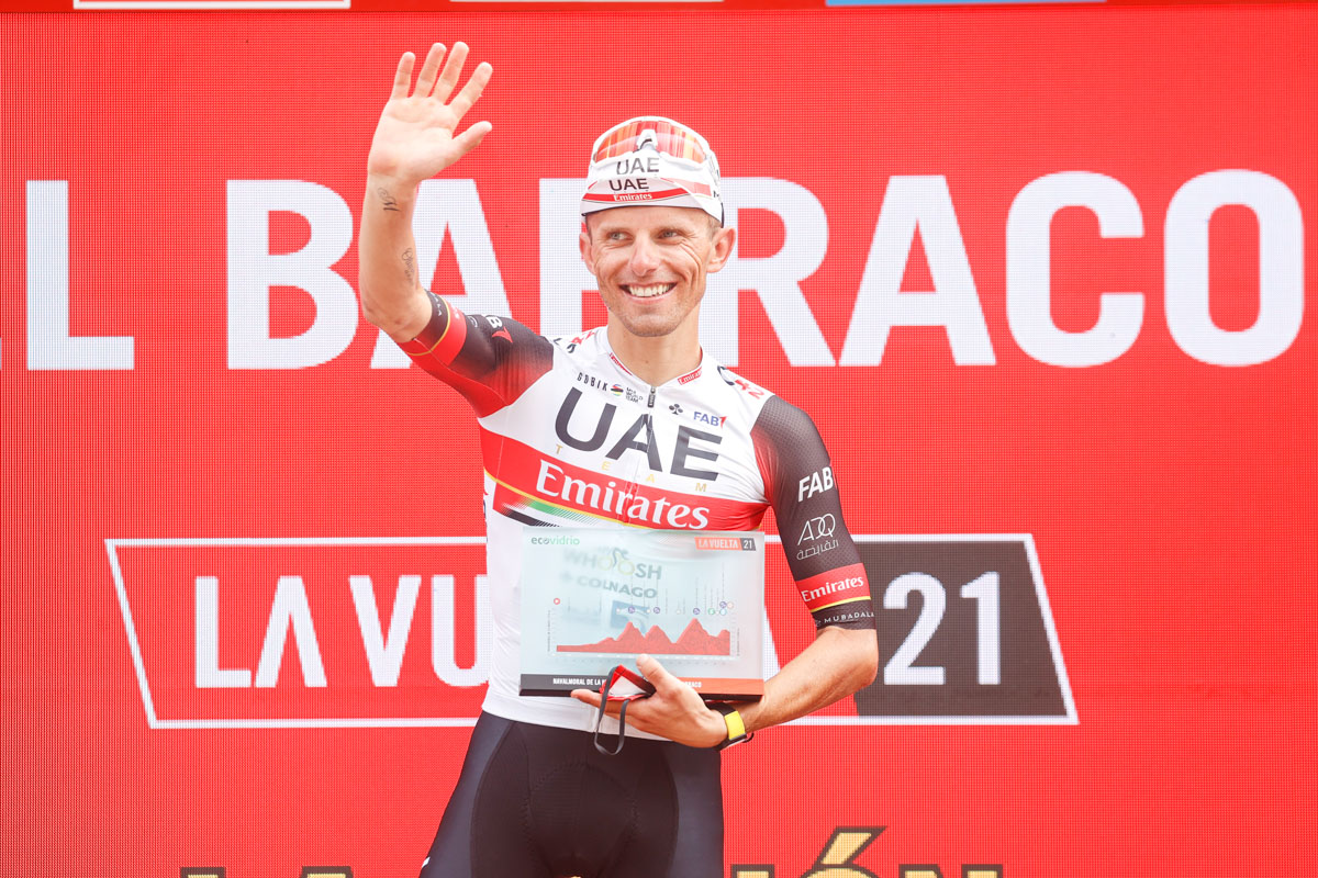 ブエルタで4年ぶりのステージ優勝を挙げたラファウ・マイカ(ポーランド、UAEチームエミレーツ)