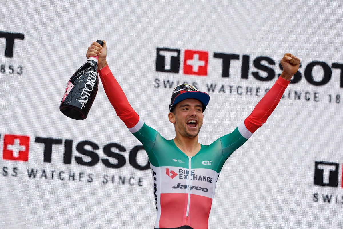 キャリア初のグランツール区間優勝を挙げたマッテオ・ソブレロ(イタリア、バイクエクスチェンジ・ジェイコ)