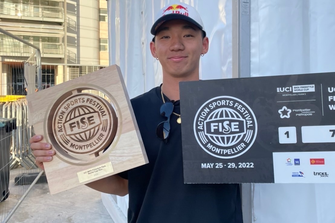 BMX フリースタイル・パークで優勝した中村輪夢(ウイングアーク1st)