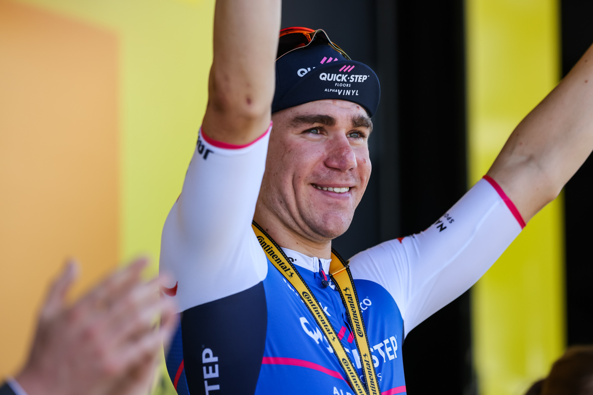 ステージ初優勝を飾ったファビオ・ヤコブセン(オランダ、クイックステップ・アルファヴィニル)