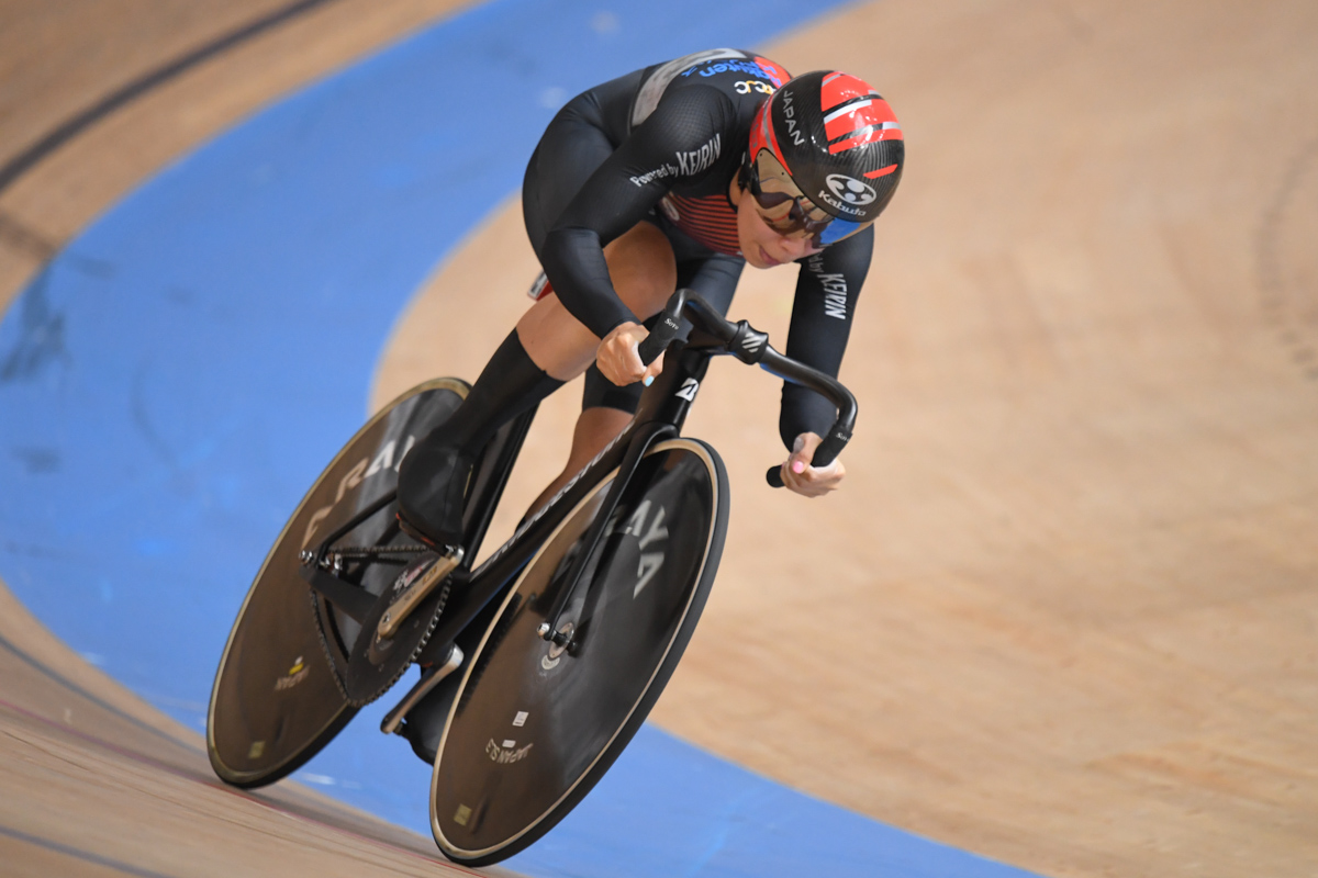 女子エリート スプリント予選で大会新記録となる10秒743を出した佐藤水菜(チーム楽天Kドリームス)