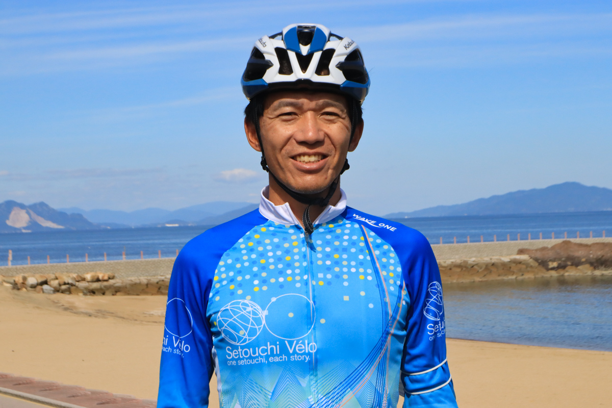Setouchi Véloスーパーバイザーのプロサイクリスト門田基志さん(ジャイアント)